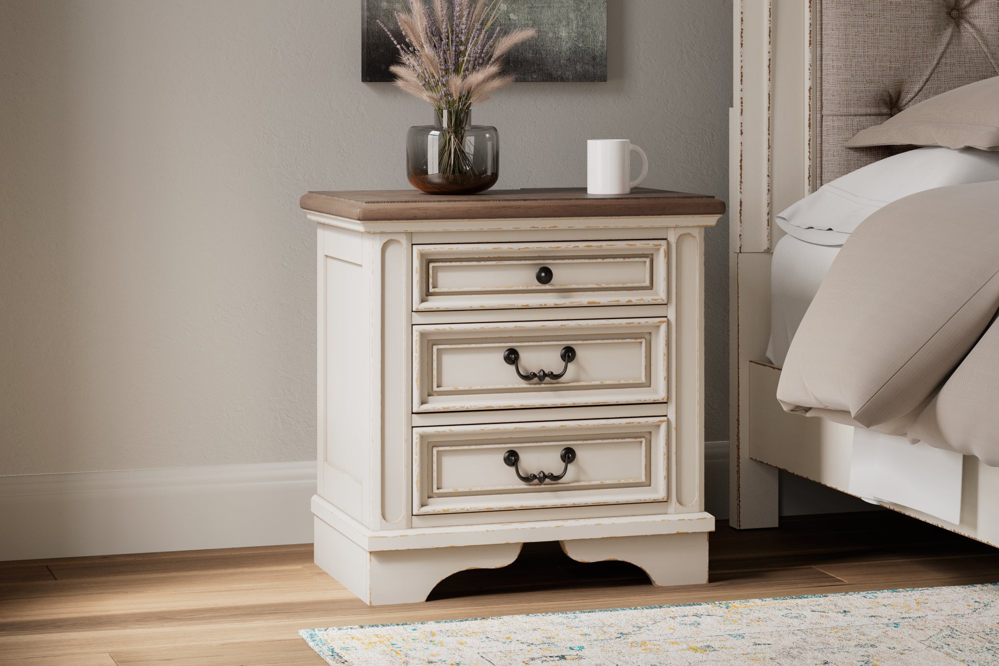 Ashley Realyn Chipped White Nightstand – Luna Furniture