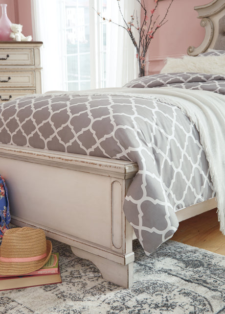 Realyn Chipped White California King Upholstered Panel Bed from Ashley Furniture - Luna Furniture