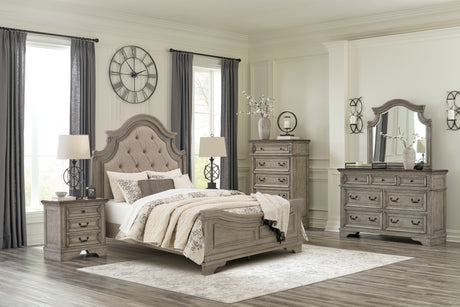 Lodenbay Antique Gray Upholstered Panel Bedroom Set from Ashley - Luna Furniture