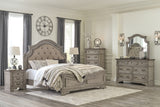 Lodenbay California King Panel Bed with Mirrored Dresser, Chest and 2 Nightstands in Antique Gray from Ashley - Luna Furniture