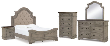 Lodenbay Antique Gray Upholstered Panel Bedroom Set from Ashley - Luna Furniture