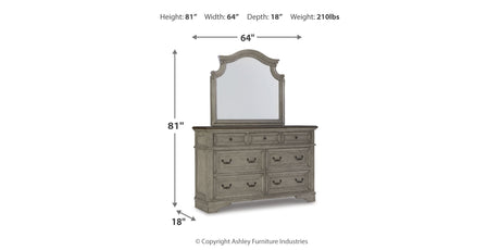 Lodenbay Multi Queen Upholstered Panel Bed, Dresser, Mirror, Chest and 2 Nightstands from Ashley - Luna Furniture