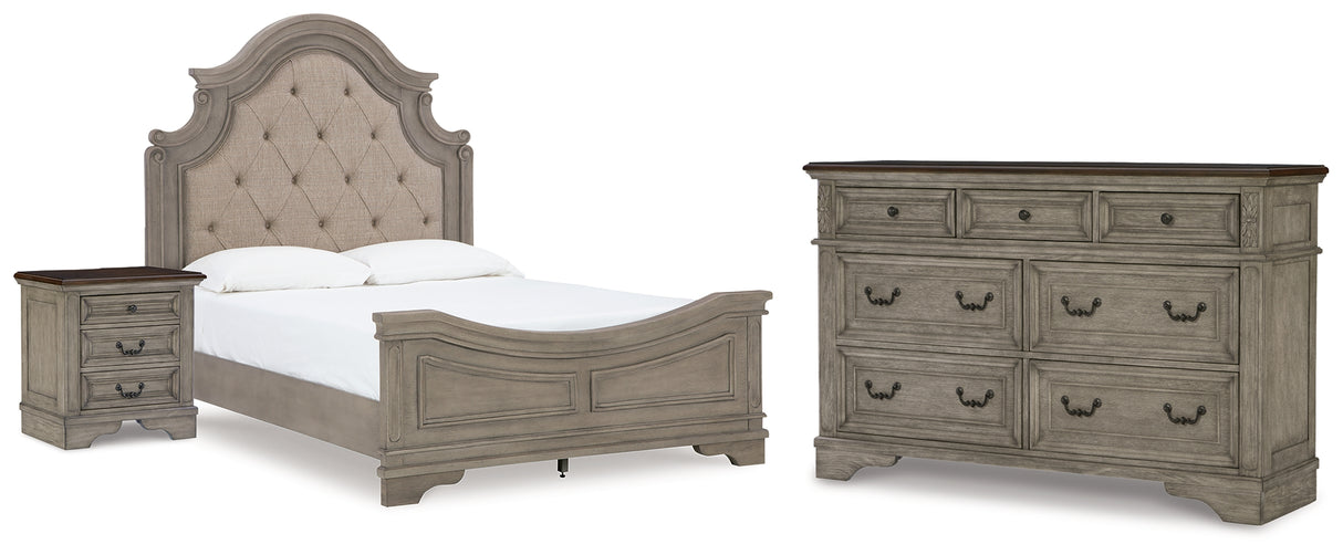 Lodenbay Antique Gray Upholstered Panel Bedroom Set from Ashley - Luna Furniture