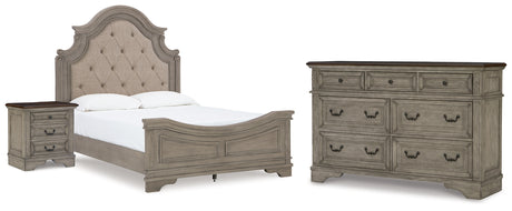 Lodenbay Antique Gray Upholstered Panel Bedroom Set from Ashley - Luna Furniture
