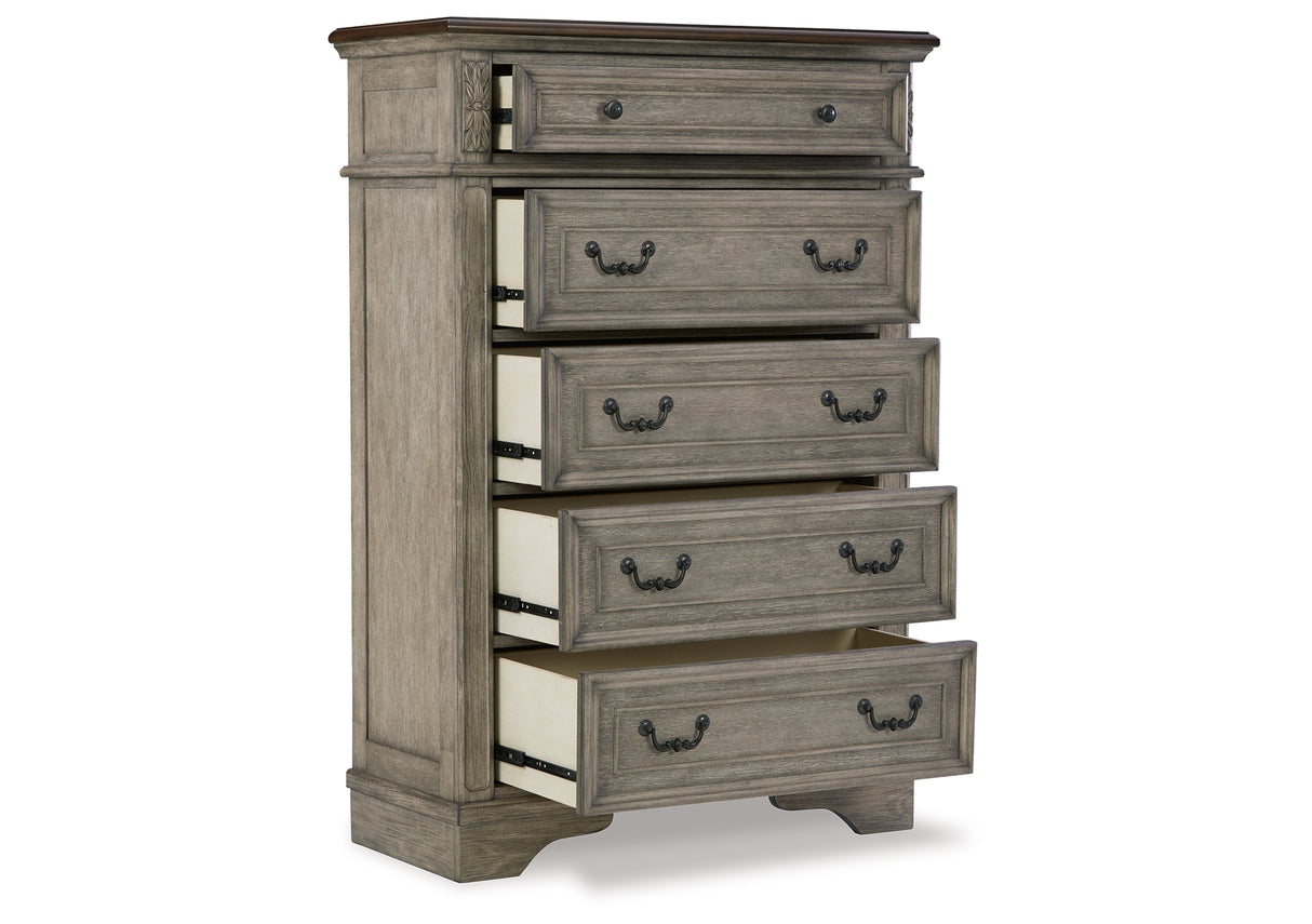 Lodenbay Multi Queen Upholstered Panel Bed, Dresser, Mirror, Chest and 2 Nightstands from Ashley - Luna Furniture