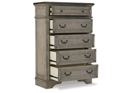Lodenbay Multi Queen Upholstered Panel Bed, Dresser, Mirror, Chest and 2 Nightstands from Ashley - Luna Furniture