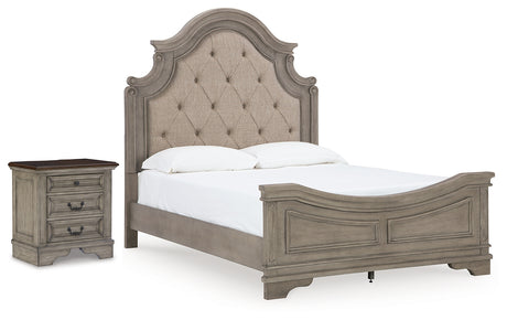 Lodenbay Antique Gray Upholstered Panel Bedroom Set from Ashley - Luna Furniture