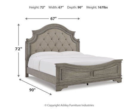 Lodenbay Antique Gray Upholstered Panel Bedroom Set from Ashley - Luna Furniture