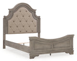 Lettner Light Gray Queen Panel Bed with Mirrored Dresser from Ashley Furniture - Luna Furniture