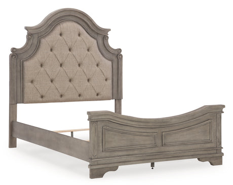 Lettner Light Gray Queen Panel Bed with Mirrored Dresser from Ashley Furniture - Luna Furniture
