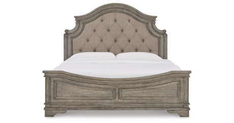 Lodenbay California King Panel Bed with Mirrored Dresser, Chest and 2 Nightstands in Antique Gray from Ashley - Luna Furniture