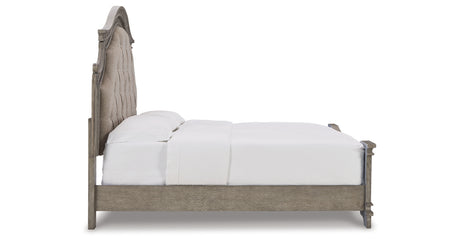 Lodenbay Antique Gray King Upholstered Panel Bed from Ashley - Luna Furniture