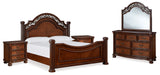 Lavinton Brown King Poster Bed, Dresser, Mirror and Nightstand from Ashley Furniture - Luna Furniture