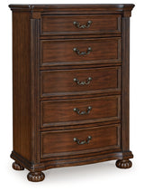 Lavinton Brown Queen Poster Bed, Dresser, Mirror, Chest and 2 Nightstands from Ashley Furniture - Luna Furniture