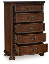 Lavinton Brown Queen Poster Bed, Dresser, Mirror, Chest and Nightstand from Ashley Furniture - Luna Furniture