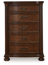 Lavinton Brown Queen Poster Bed, Dresser, Mirror, Chest and 2 Nightstands from Ashley Furniture - Luna Furniture