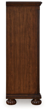 Lavinton Brown Queen Poster Bed, Dresser, Mirror, Chest and 2 Nightstands from Ashley Furniture - Luna Furniture