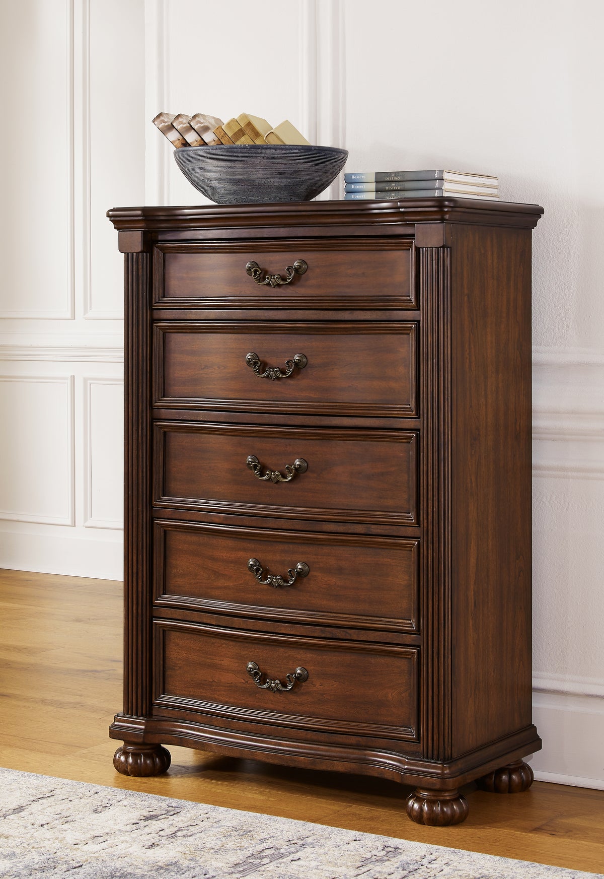 Lavinton Brown Queen Poster Bed, Dresser, Mirror, Chest and 2 Nightstands from Ashley Furniture - Luna Furniture