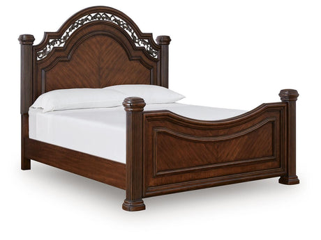 Lavinton Brown Queen Poster Bed, Dresser and Mirror from Ashley - Luna Furniture