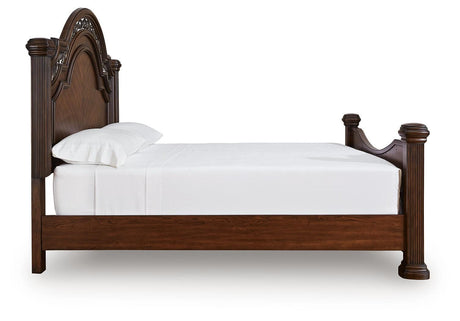 Lavinton Brown Queen Poster Bed and 2 Nightstands from Ashley - Luna Furniture