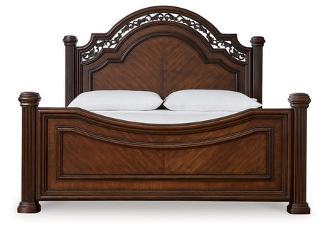 Lavinton Brown King Poster Bed, Dresser, Mirror and Nightstand from Ashley Furniture - Luna Furniture