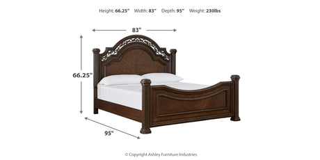 Lavinton King Poster Bed with Dresser in Brown from Ashley - Luna Furniture
