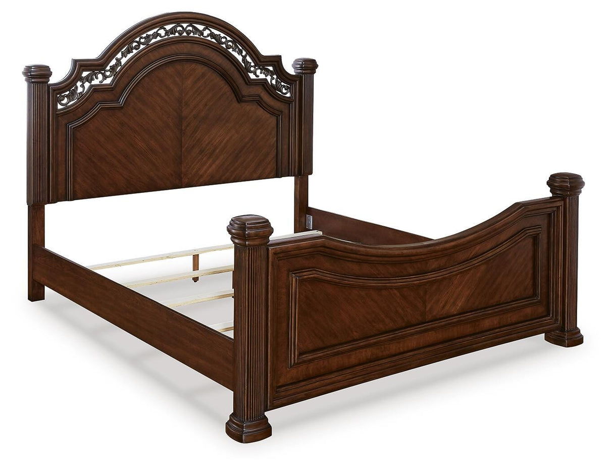 Lavinton Brown Queen Poster Bed, Dresser, Mirror, Chest and 2 Nightstands from Ashley Furniture - Luna Furniture