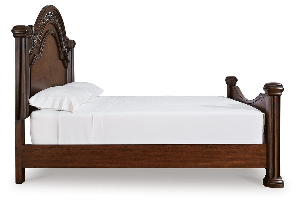 Lavinton Brown Queen Poster Bed, Dresser, Mirror, Chest and 2 Nightstands from Ashley Furniture - Luna Furniture