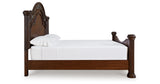 Lavinton King Poster Bed with Mirrored Dresser and Chest in Brown from Ashley - Luna Furniture