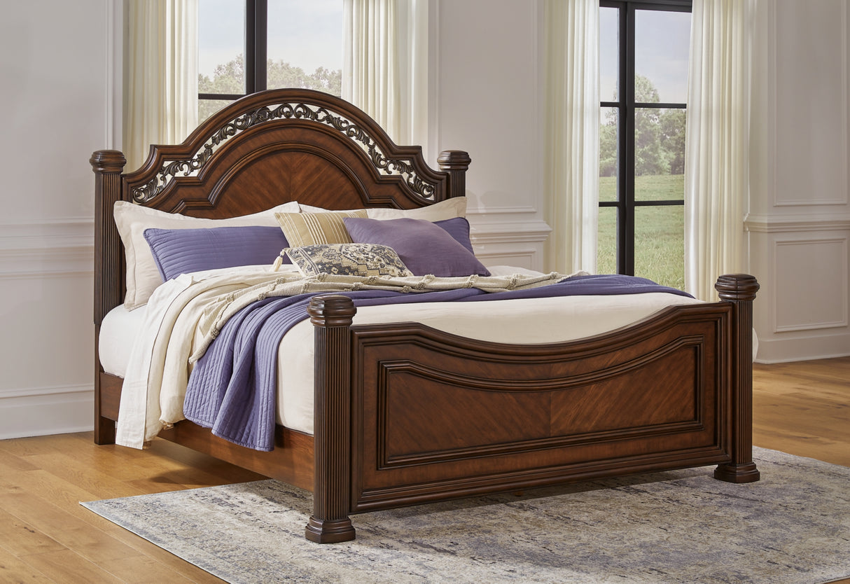 Lavinton Brown Queen Poster Bed from Ashley Furniture - Luna Furniture