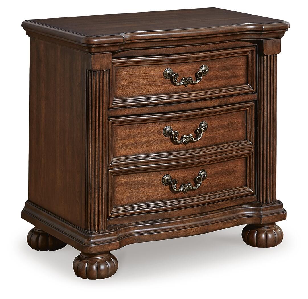 Lavinton Brown California King Poster Bed with Mirrored Dresser and 2 Nightstands from Ashley - Luna Furniture