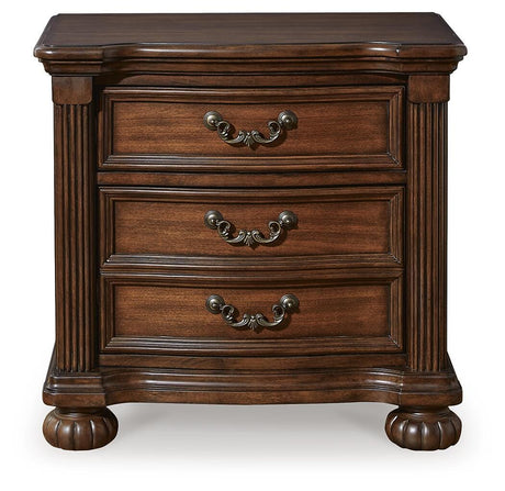 Lavinton Brown California King Poster Bed with Mirrored Dresser and 2 Nightstands from Ashley - Luna Furniture