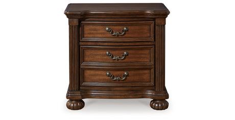 Lavinton King Poster Bed with Mirrored Dresser and 2 Nightstands in Brown from Ashley - Luna Furniture