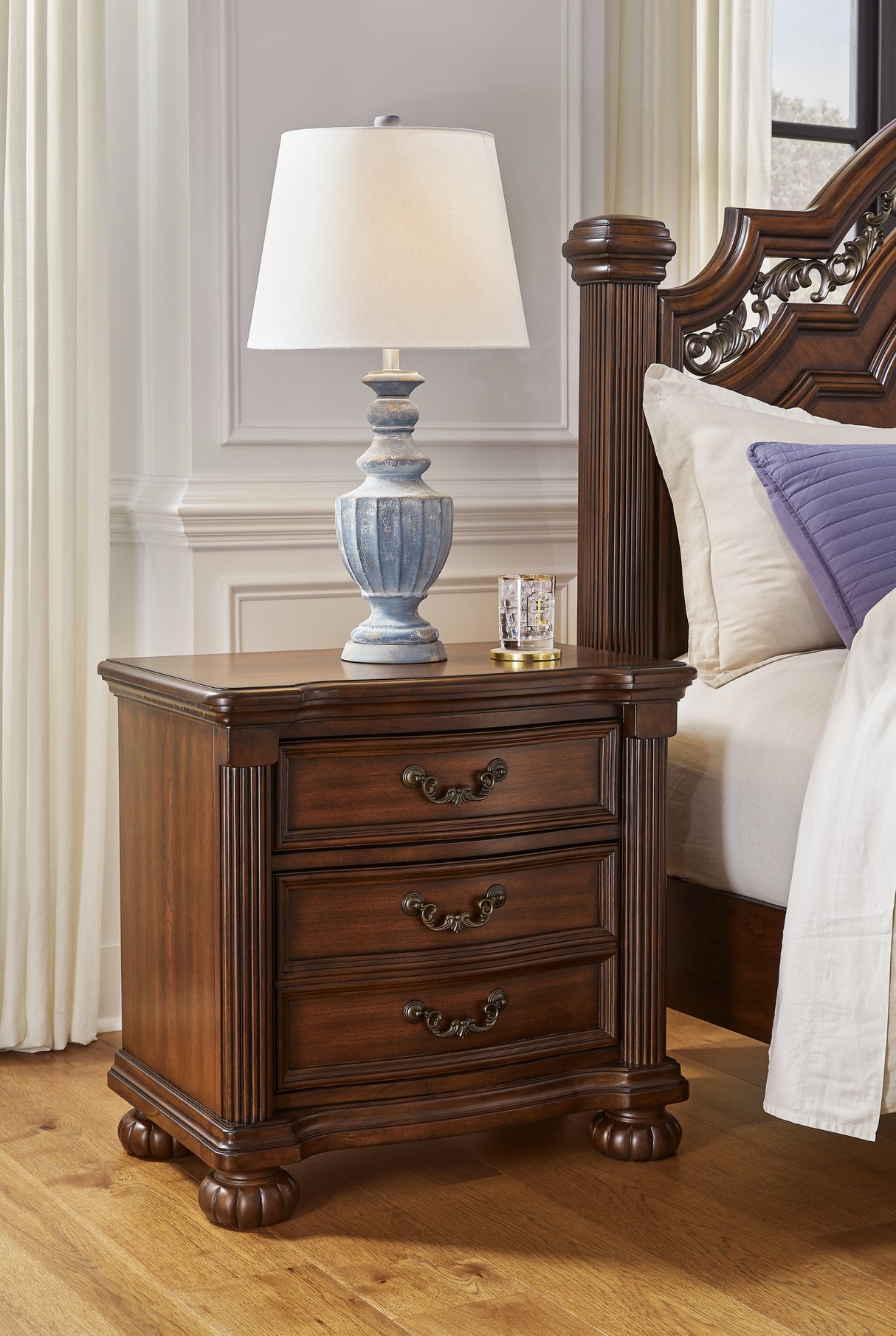 Lavinton King Poster Bed, Dresser, Mirror, Chest and Nightstand from Ashley Furniture - Luna Furniture