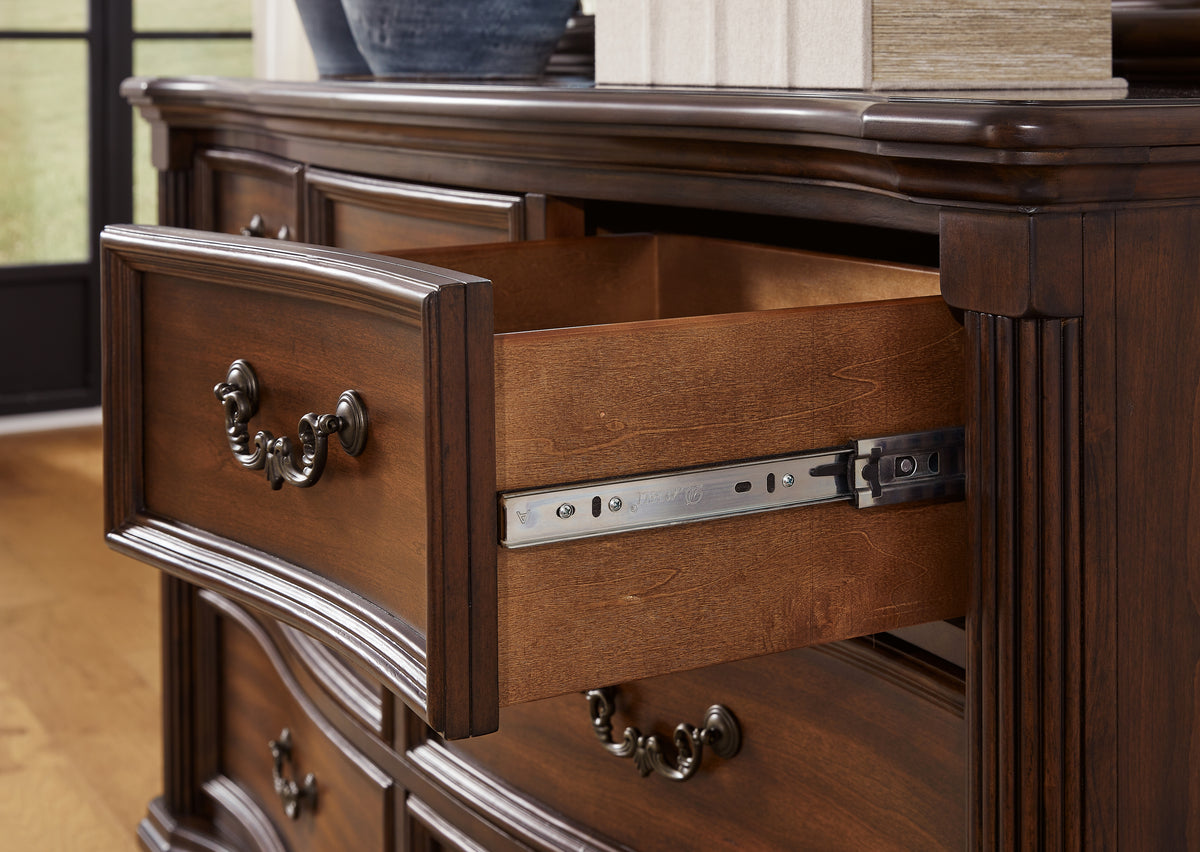 Lavinton Brown Queen Poster Bed, Dresser, Mirror, Chest and 2 Nightstands from Ashley Furniture - Luna Furniture