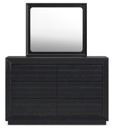 Londer Black King Panel Bed with Mirrored Dresser from Ashley - Luna Furniture