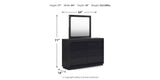 Londer Queen Panel Bed with Mirrored Dresser and 2 Nightstands in Black from Ashley - Luna Furniture