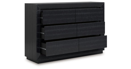 Londer King Panel Bed with Dresser and Nightstand in Black from Ashley - Luna Furniture