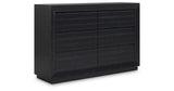 Londer King Panel Bed with Dresser and Nightstand in Black from Ashley - Luna Furniture