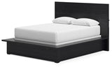 Londer Black Queen Panel Bed with Mirrored Dresser from Ashley - Luna Furniture