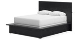Londer Queen Panel Bed with Mirrored Dresser and Nightstand in Black from Ashley - Luna Furniture