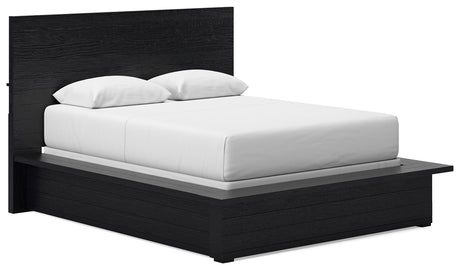 Londer Black Queen Panel Bed with Mirrored Dresser from Ashley - Luna Furniture