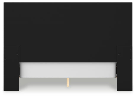 Londer Black Queen Panel Bed with Mirrored Dresser from Ashley - Luna Furniture