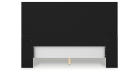 Londer Queen Panel Bed with Mirrored Dresser and 2 Nightstands in Black from Ashley - Luna Furniture