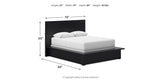 Londer Queen Panel Bed with Mirrored Dresser in Black from Ashley - Luna Furniture
