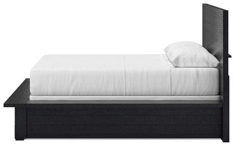 Londer Black Queen Panel Bed with Mirrored Dresser from Ashley - Luna Furniture