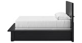Londer Queen Panel Bed with Mirrored Dresser and 2 Nightstands in Black from Ashley - Luna Furniture
