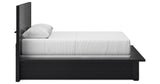 Londer Queen Panel Bed with Mirrored Dresser and 2 Nightstands in Black from Ashley - Luna Furniture