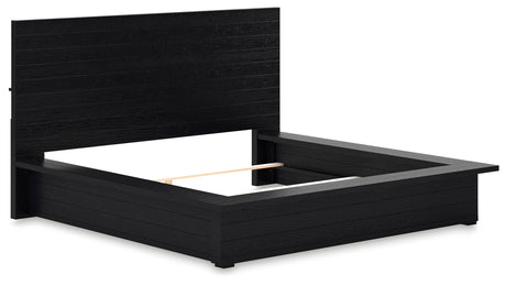 Londer Black King Panel Bed with Mirrored Dresser from Ashley - Luna Furniture