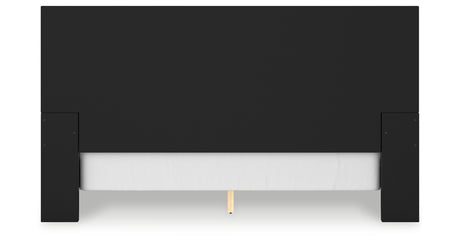 Londer King Panel Bed with Mirrored Dresser in Black from Ashley - Luna Furniture